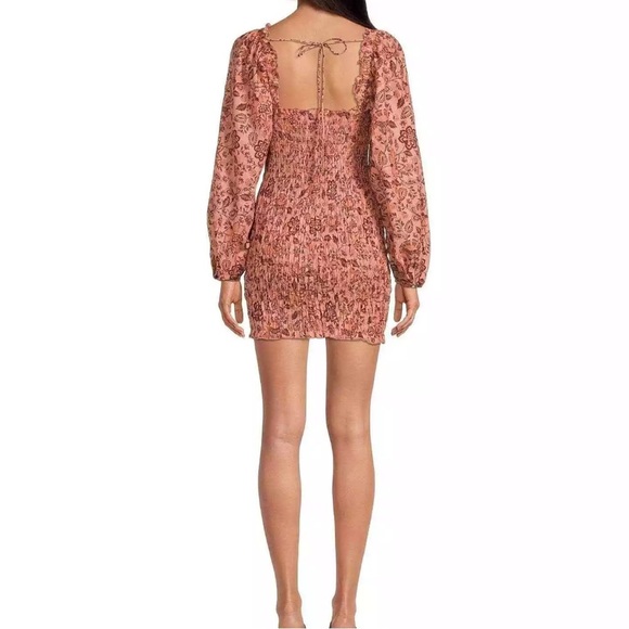 Free People Smock It To Me Mini Dress Apricot Combo Size large - Picture 2 of 8